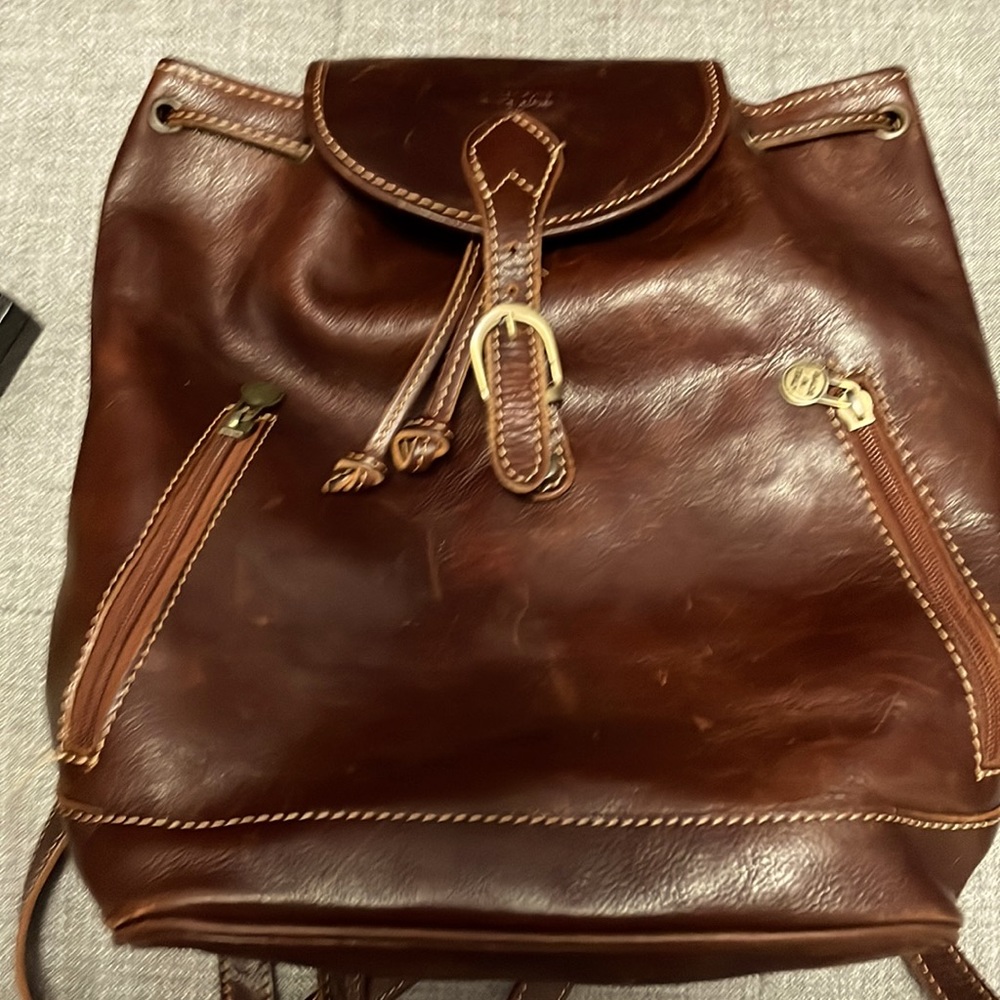 Leather backpack made in Italy